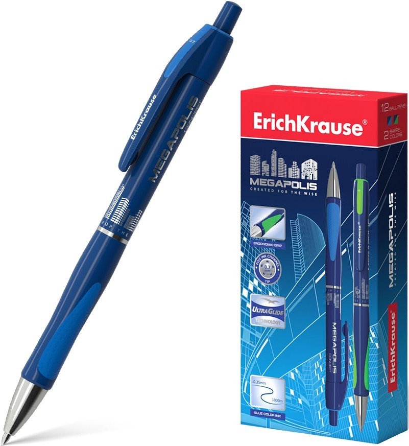 

Ручка шариковая Erich Krause Megapolis Concept синий 42560 (12 шт)