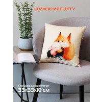 Декоративная подушка Matex Fluffy. Рыжик и зайка 61-632 (белый/черный/лососевый)