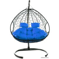 Подвесное кресло M-Group Для двоих 11450410 (черный ротанг/синяя подушка)