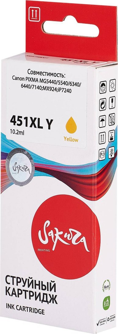 

Картридж Sakura Printing SI6475B001 (аналог Canon 451XL Y)