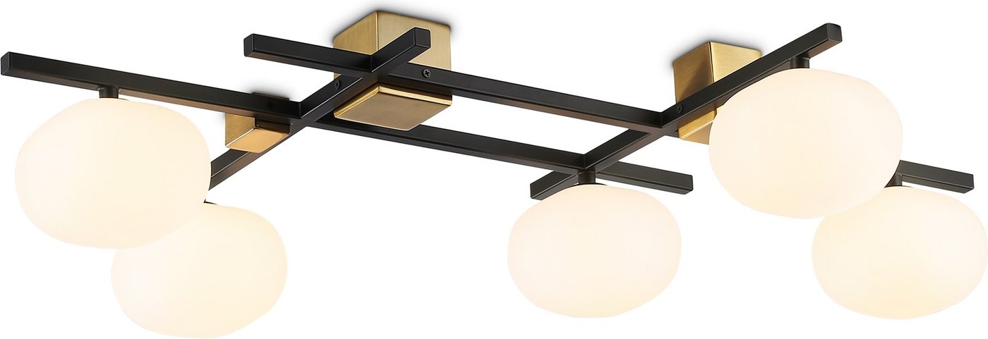 

Подвесная люстра Ambrella LH51015/5 BK/BS/FR (черный/латунь/белый матовый)