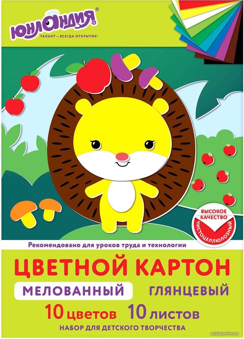 Набор цветного картона Юнландия Мелованный Extra 113548 (10 л)