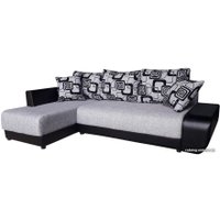 Угловой диван Асмана Олимп-1 правый (кубики/рогожка серый/кожзам черный)
