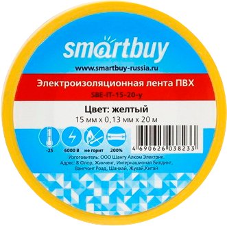 

Изолента SmartBuy SBE-IT-15-20-y 20м (желтый)