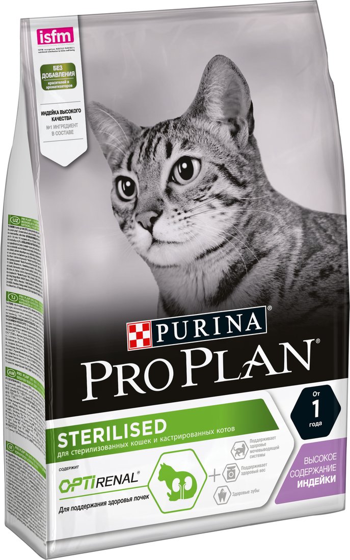 

Сухой корм для кошек Pro Plan Sterilised Adult Optirenal для стерилизованных с индейкой 3 кг