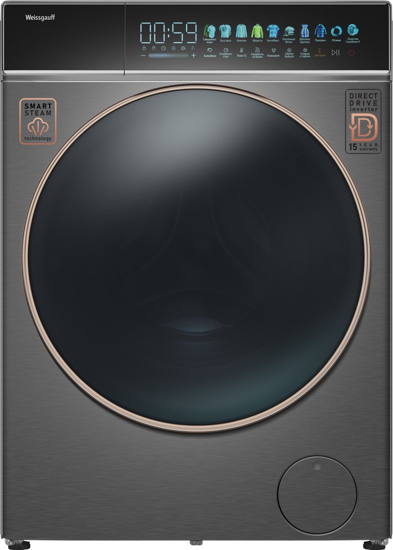 Стиральная машина Weissgauff WM 58411 Direct Drive Inverter Premium Steam Grey