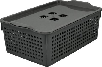 Корзина Мультидом Лофт 643 108 (серый, с крышкой)