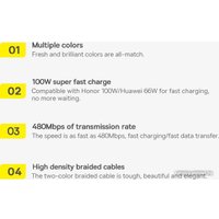 Кабель Baseus Dynamic Series Fast Charging Data Cable 100W USB Type-A - USB Type-C (2 м, серый)