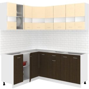 

Готовая кухня Кортекс-мебель Корнелия Экстра 1.5x1.9 без столешницы (венге светлый/венге)