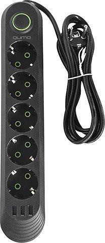 Сетевой фильтр QUMO Power Bar Light SPFS P-0009 51555 (3 м, черный)