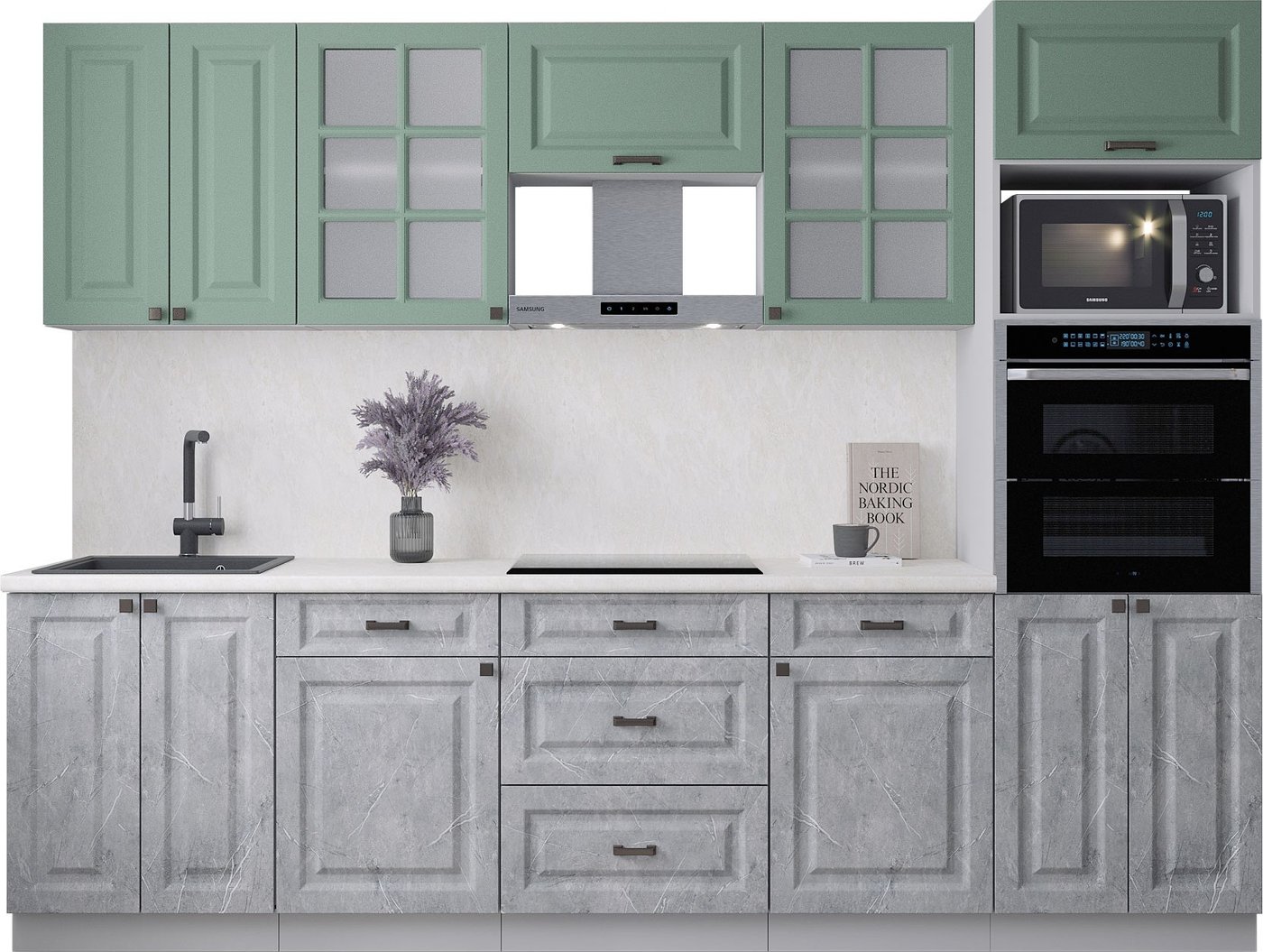 

Готовая кухня Интерлиния Мила Деко 2.8 (керамика/мята/опал светлый)