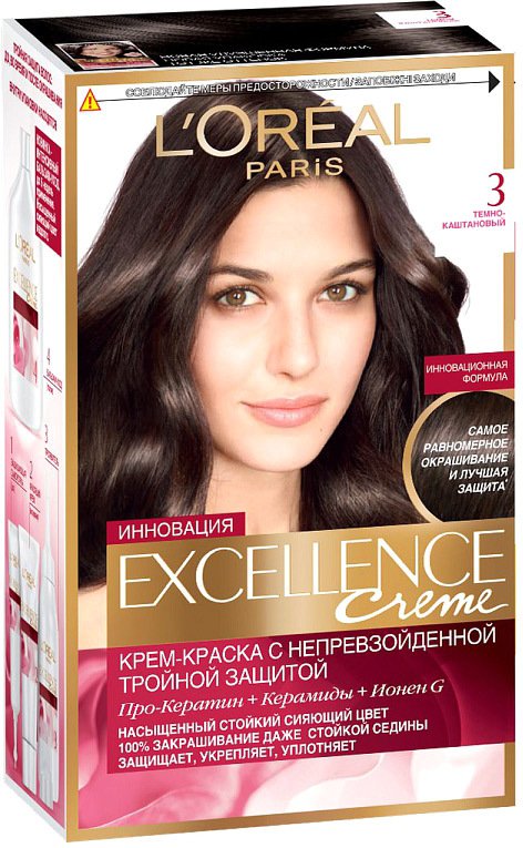 

Крем-краска для волос L'Oreal Excellence 3.0 Темно-каштановый