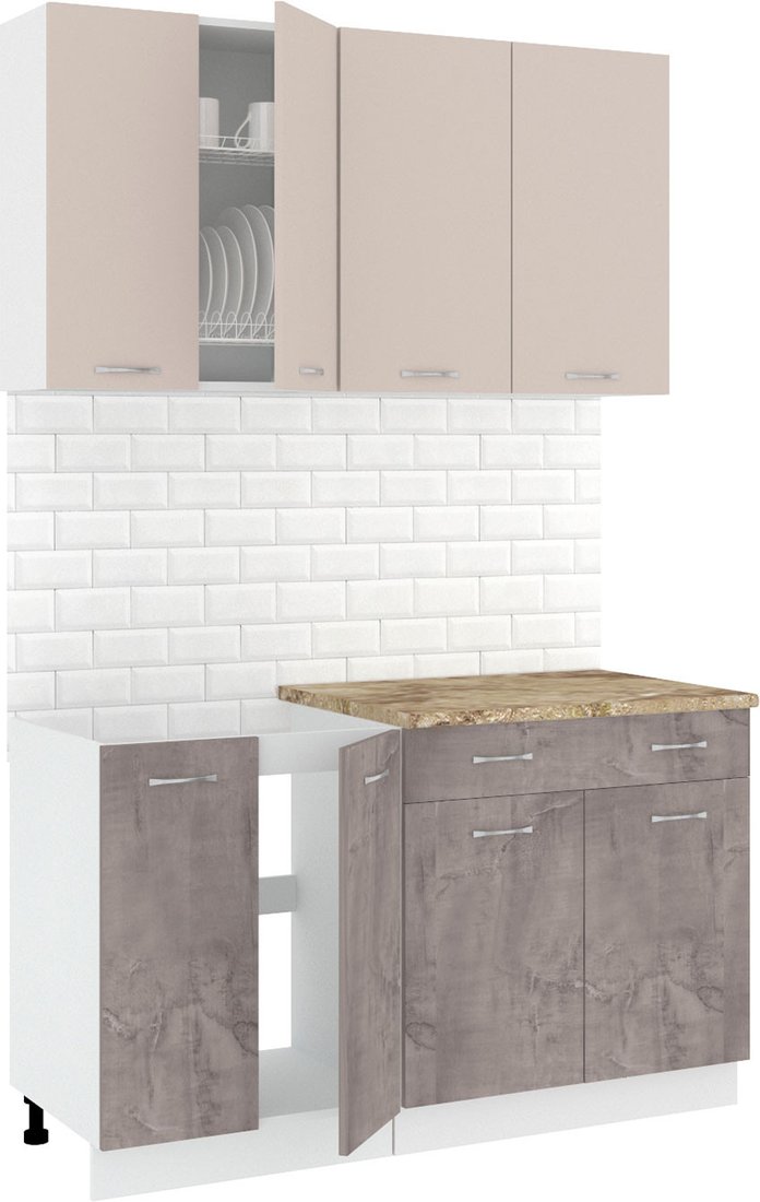 

Готовая кухня Кортекс-мебель Корнелия Лира-лайт 1.4м (капучино/оникс/мадрид)