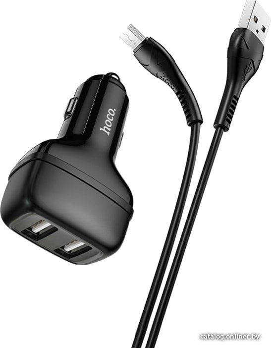 Автомобильное зарядное Hoco Z36 microUSB (черный)