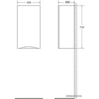  BelBagno Шкаф-полупенал Fly-Marino-750-1A-SC-RG-P-R (правый, rovere grig)