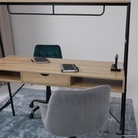 Стол AksHome Vector (светлый дуб/черный металл)