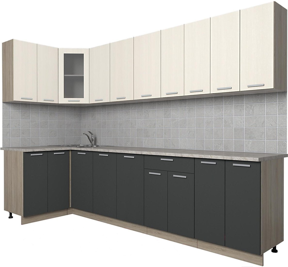 

Готовая кухня Интерлиния Мила 12x30 (антрацит/вудлайн кремовый)