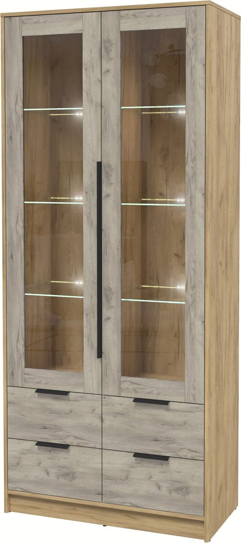 

Шкаф-витрина Интерлиния Концепт КТ-ШВ2 с подсветкой (дуб серый/дуб золотой)