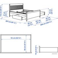 Кровать Ikea Иданэс 200x180 (темно-коричневый, лурой) 094.065.38