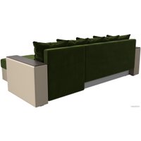 Угловой диван Лига диванов Дубай лайт правый 114186 (микровельвет зеленый/экокожа бежевый)