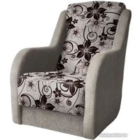 Интерьерное кресло Асмана Дачник-1 (рогожка цветок крупный коричневый/рогожка бежевый)