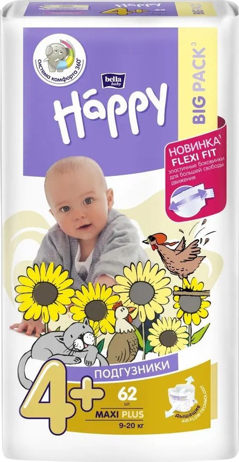 

Подгузники Bella Happy Maxi 4 Plus 62 шт.