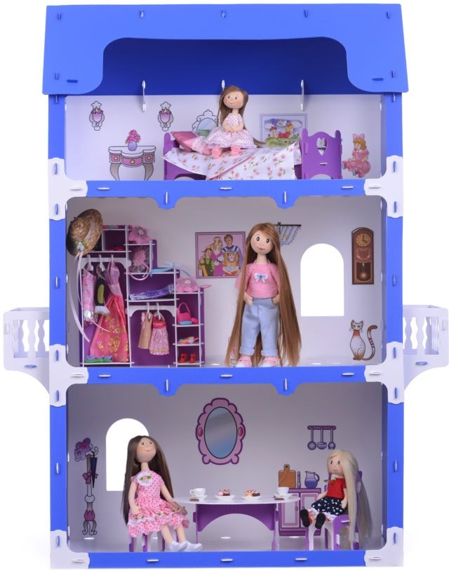 

Кукольный домик Krasatoys Екатерина с мебелью 000262 (белый/синий)