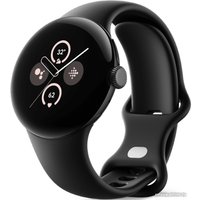 Умные часы Google Pixel Watch 2 (матовый черный/обсидиан, спортивный силиконовый ремешок)