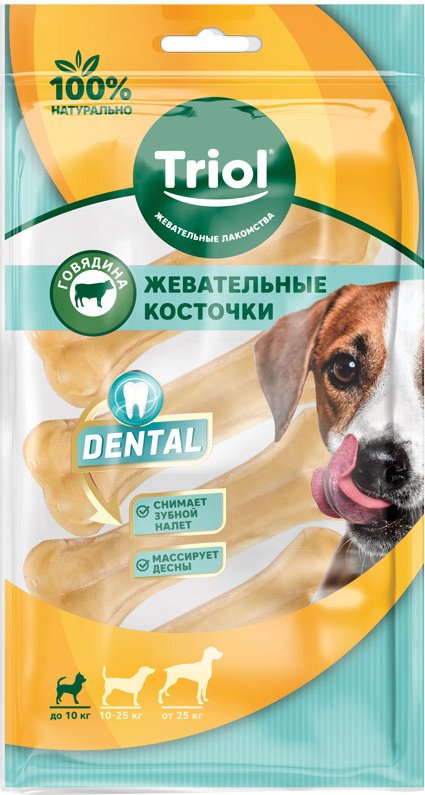 

Лакомство для собак Triol Косточки жевательные Dental 7.5 см (80-100 г)