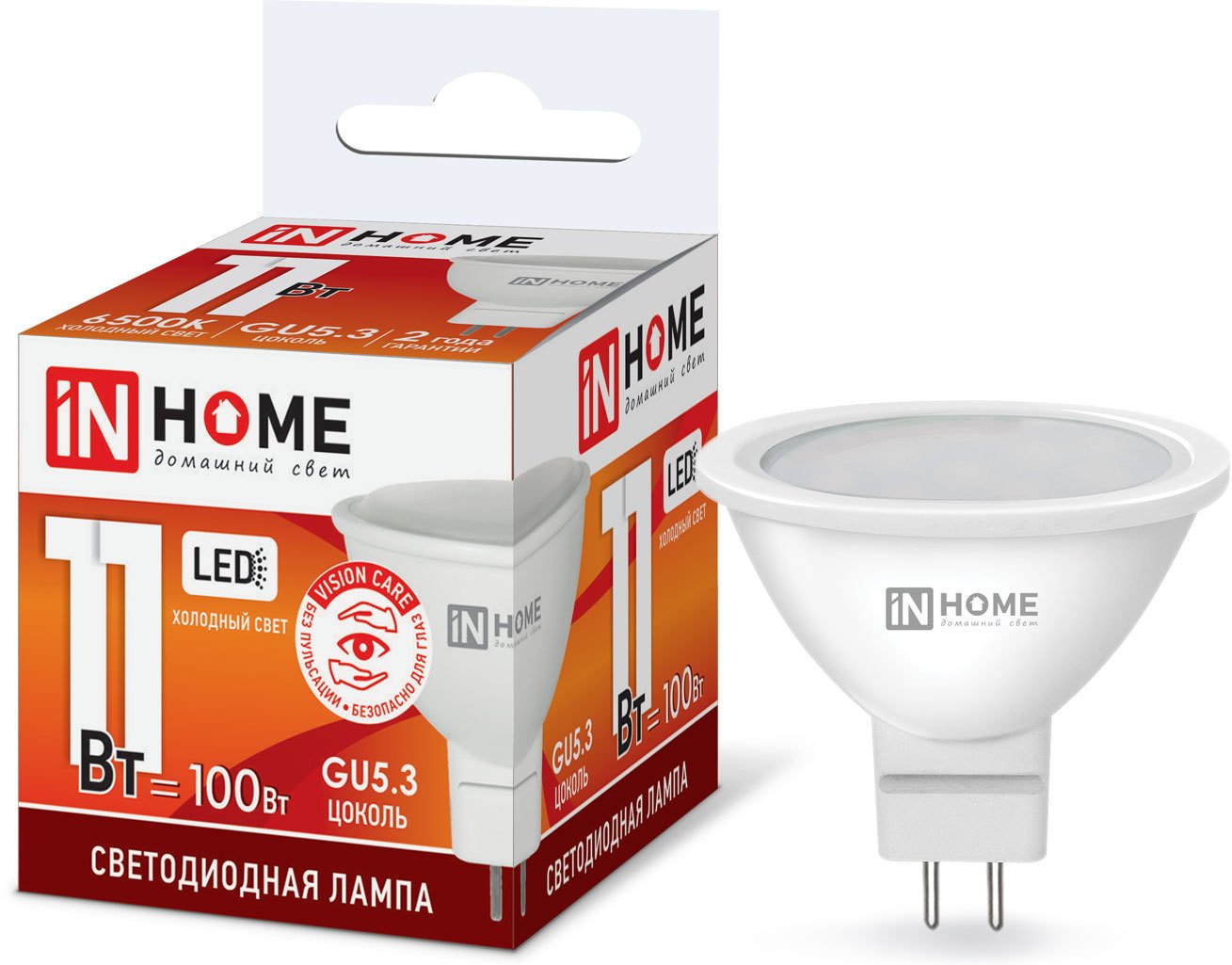 

Светодиодная лампочка In Home LED-JCDR-VC 11Вт 230В GU5.3 6500К 990Лм 4690612024745