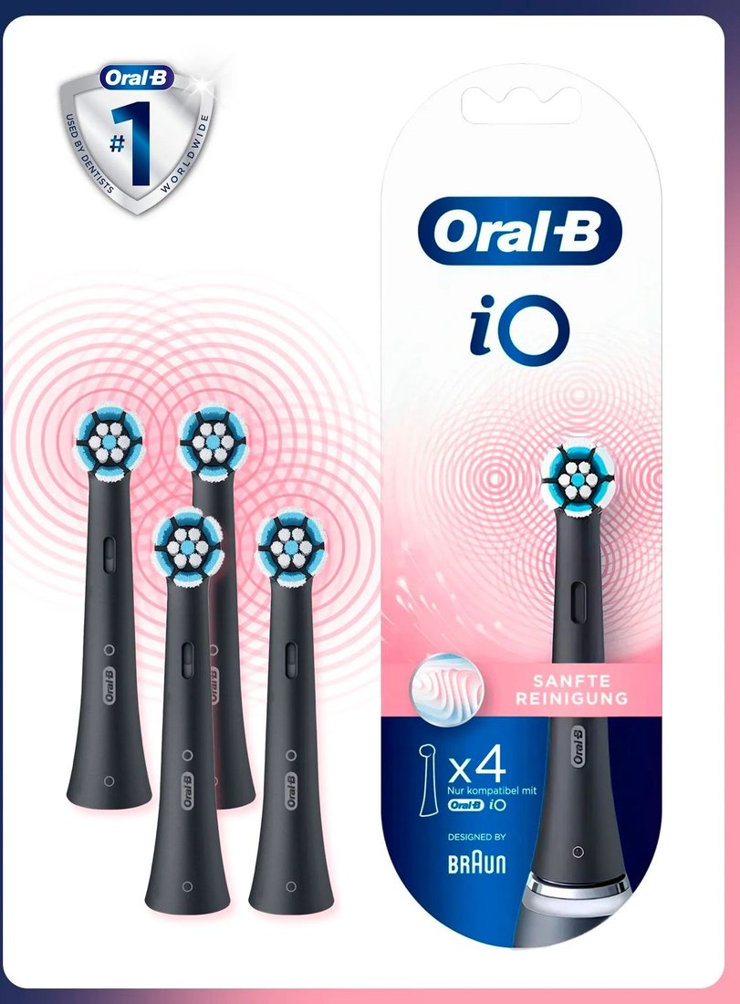 Сменная насадка Oral-B iO Sanfte Reinigung SBF-4 (4 шт, черный)