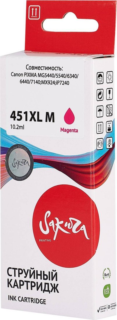 

Картридж Sakura Printing SI6474B001 (аналог Canon 451XL M)
