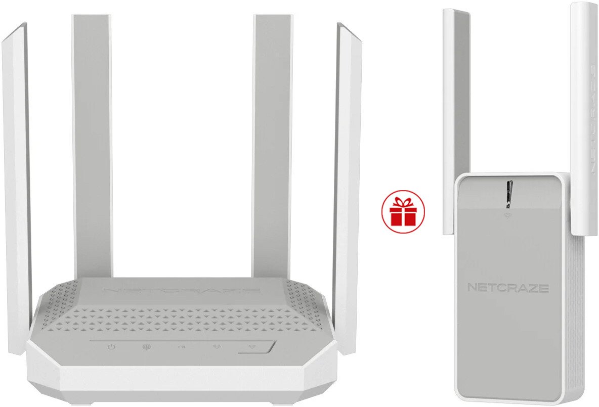 Wi-Fi роутер Netcraze Sprinter NC-3711 + усилитель Wi-Fi Netcraze Buddy 6 NC-3411