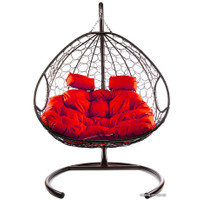 Подвесное кресло M-Group Для двоих 11450206 (коричневый ротанг/красная подушка)
