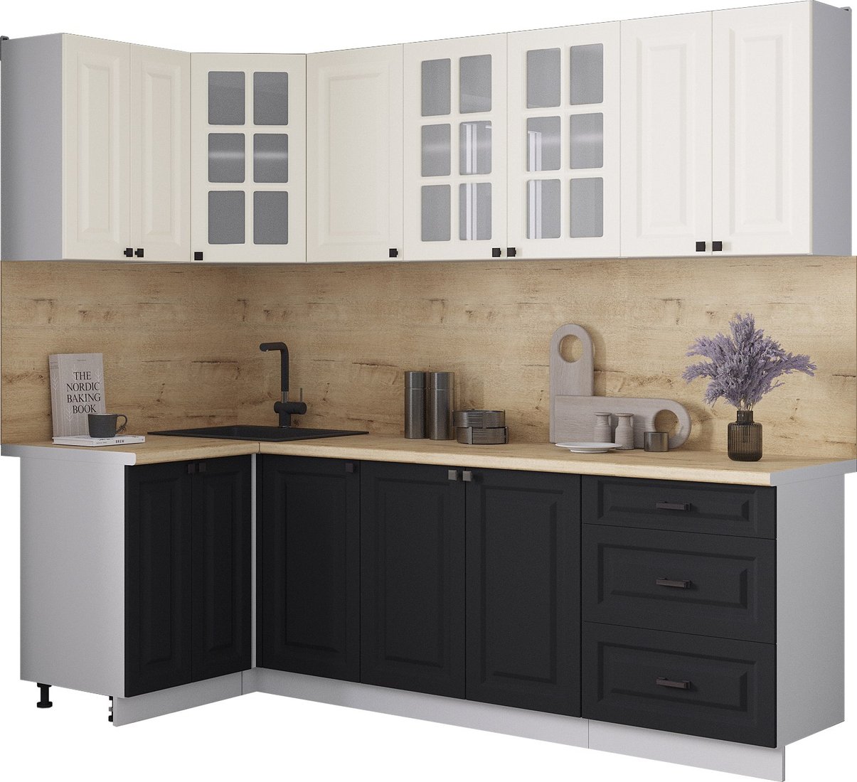 

Готовая кухня Интерлиния Мила Деко 1.2x2.4 (черный/белый/дуб бунратти)