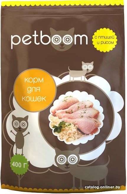 Сухой корм для кошек PetBoom Для взрослых кошек с птицей и рисом 0.4 кг