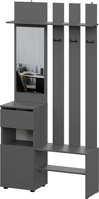 

Стенка NN мебель Денвер с зеркалом (графит серый)
