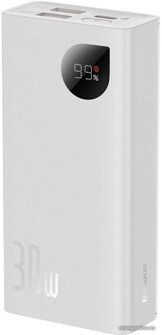 Внешний аккумулятор Baseus Adaman2 Digital Display Fast Charge 20000mAh 30W (белый)