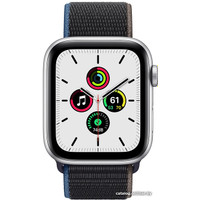 Умные часы Apple Watch SE 44 мм (алюминий серебристый/угольный нейлон)