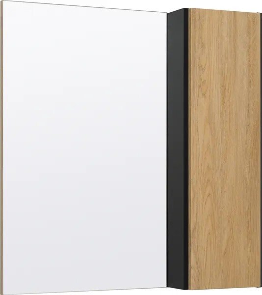 

Runo Шкаф с зеркалом для ванной Мальта 70 правый (дуб/черный)