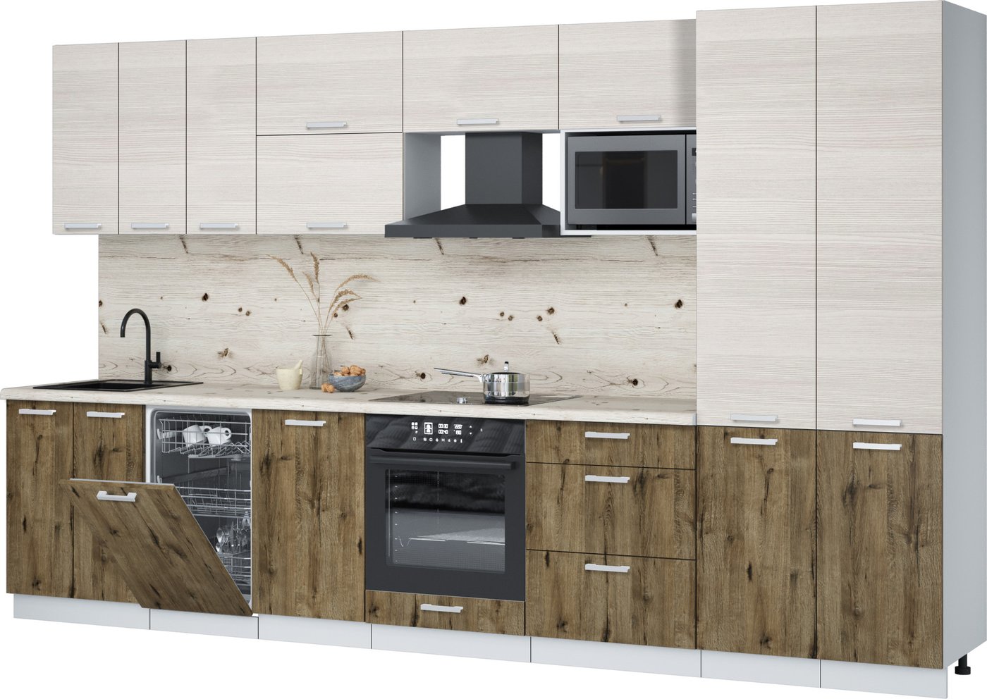 

Готовая кухня Интерлиния Мила Лайт 3.5-ПМ4 (вудлайн кремовый/дуб веллингтон/бискайская сосна)