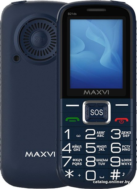 Кнопочный телефон Maxvi B21ds (синий)