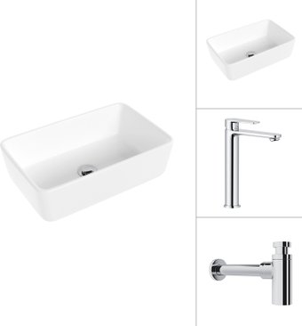 Умывальник Lauter 21674A + Moon 21СK81691C с сифоном 21635CH (хром)