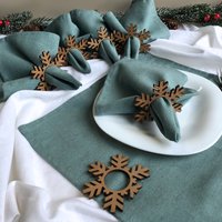 Сервировочная салфетка ОМурМебель с держателем Снежинка (6шт, синий)