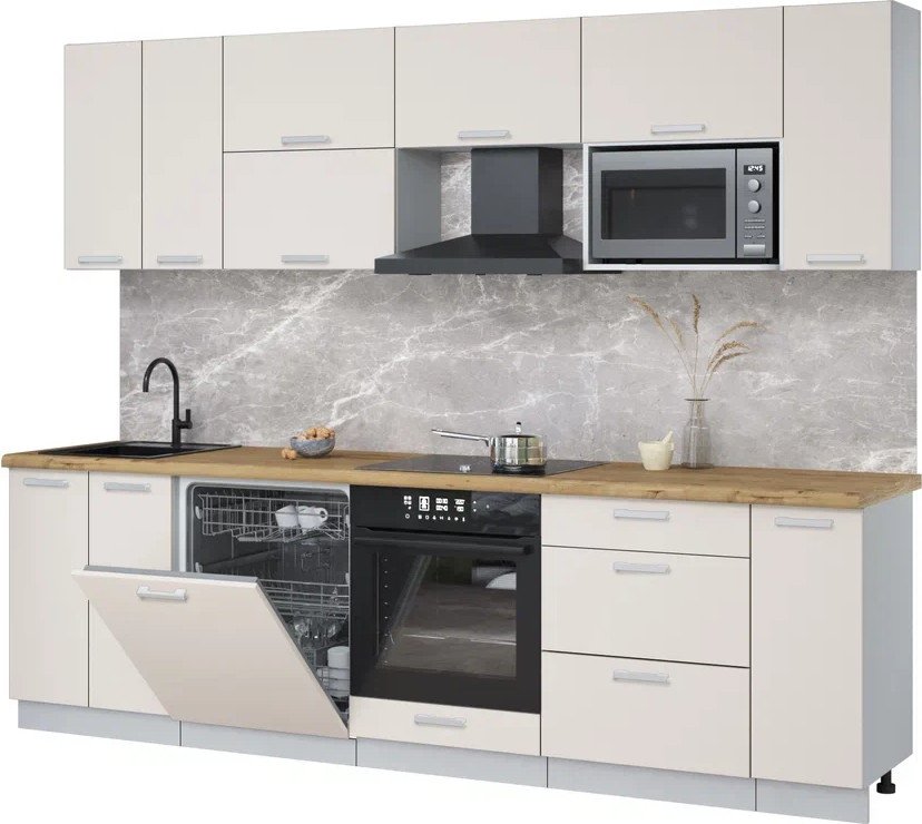 

Готовая кухня Интерлиния Мила Лайт 2.7-ПМ2 (персидский жемчуг/персидский жемчуг/дуб бунратти)