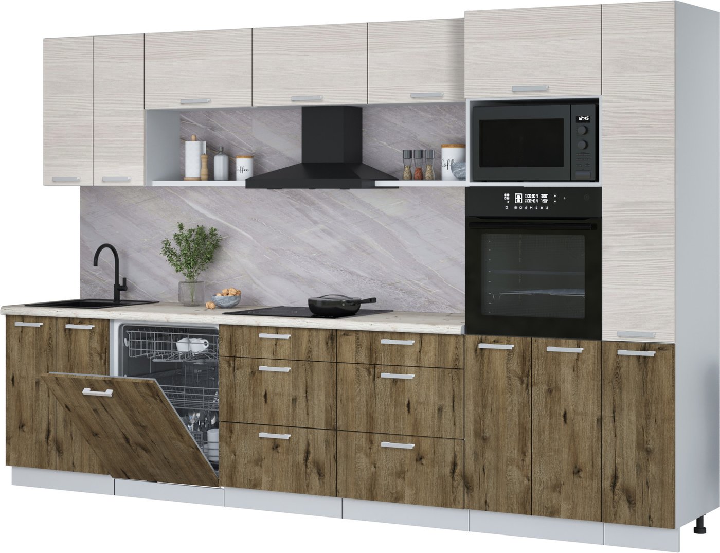 

Готовая кухня Интерлиния Мила Лайт 3.3-ПМ1 (вудлайн кремовый/дуб веллингтон/бискайская сосна)