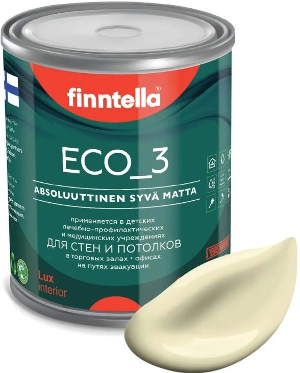 

Краска Finntella Eco 3 Wash and Clean Ivory F-08-1-1-LG42 0.9 л (светло-желтый)