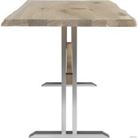 Кухонный стол Buro7 Двутавр 110 (с обзолом и сучками, дуб беленый/серебро)