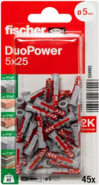 

Дюбель универсальный Fischer Duopower 5x25 534992 (45 шт)