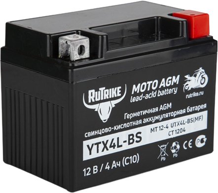 

Мотоциклетный аккумулятор Rutrike YTX4L-BS (4 А·ч)